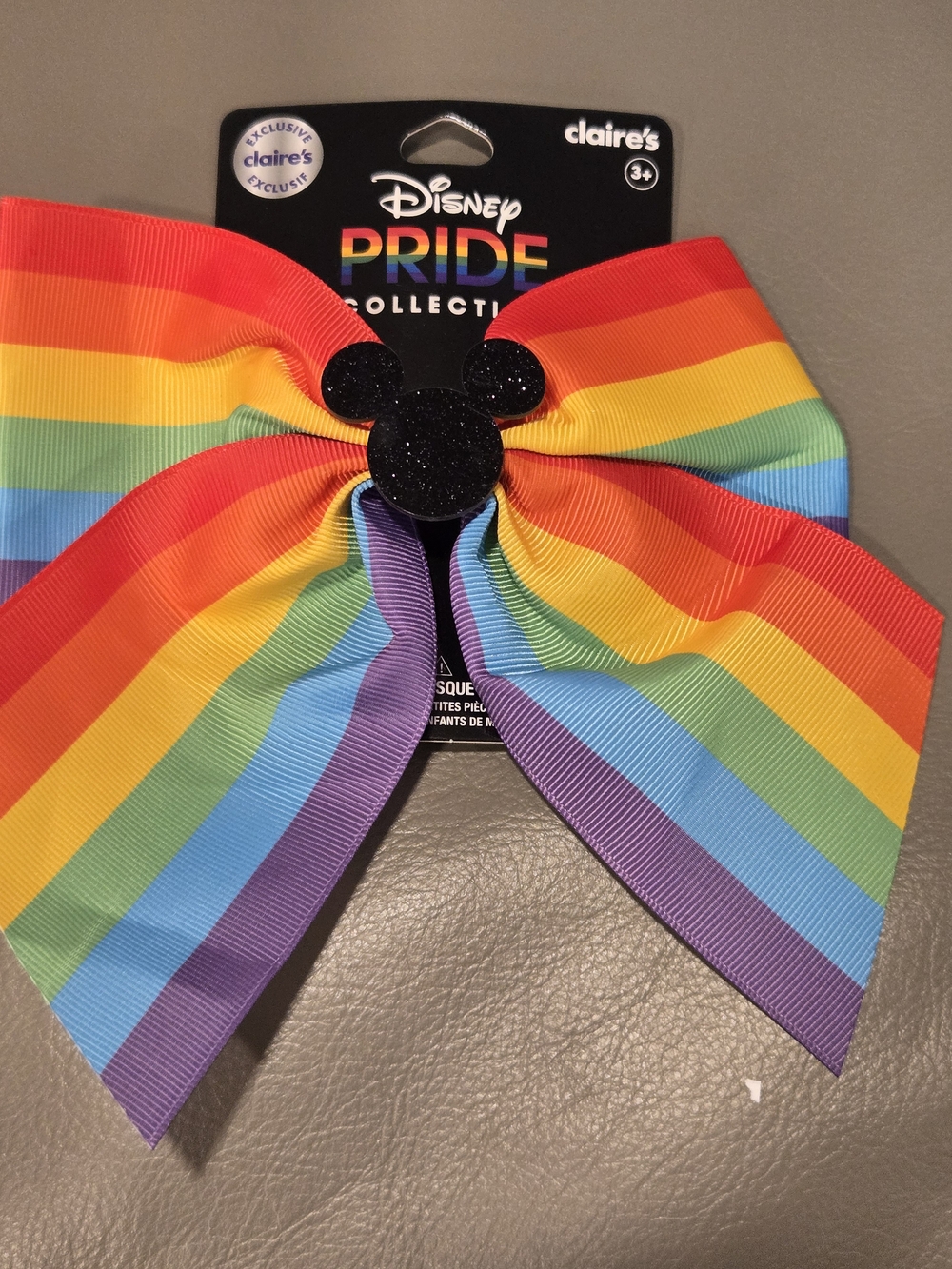 Claire's Disney Pride Rainbow Bow Hair Clip